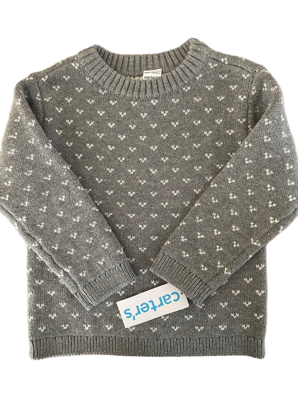 Carter's Kids Gray Knit Sweater with White Heart Motif 24 Mo. NWT!